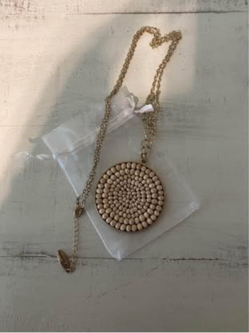 Gold-Tone Beaded Circle Pendant Necklace - Women's Jewelry